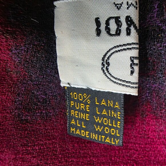 Fendi Red & Purple Wool Scarf Made In Italy - Picture 3 of 4